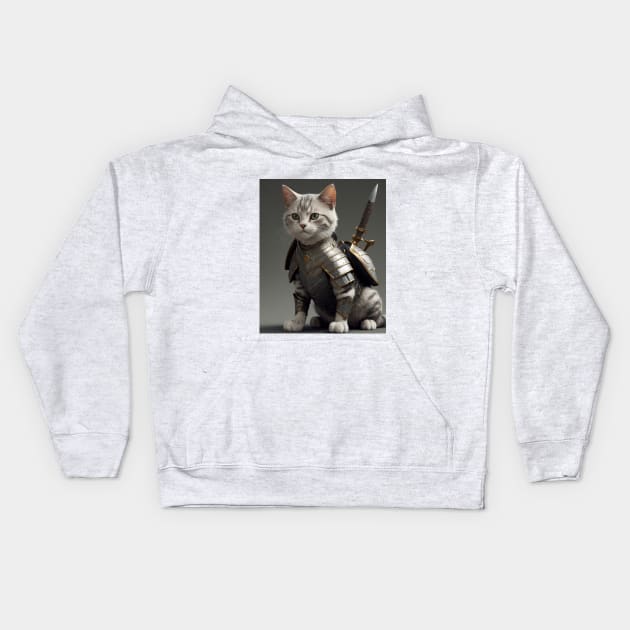 Warior Cat Kids Hoodie by CurlyLamb